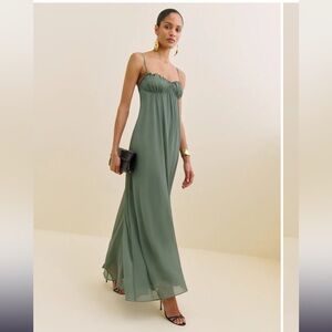Reformation Cebba Green Maxi Dress